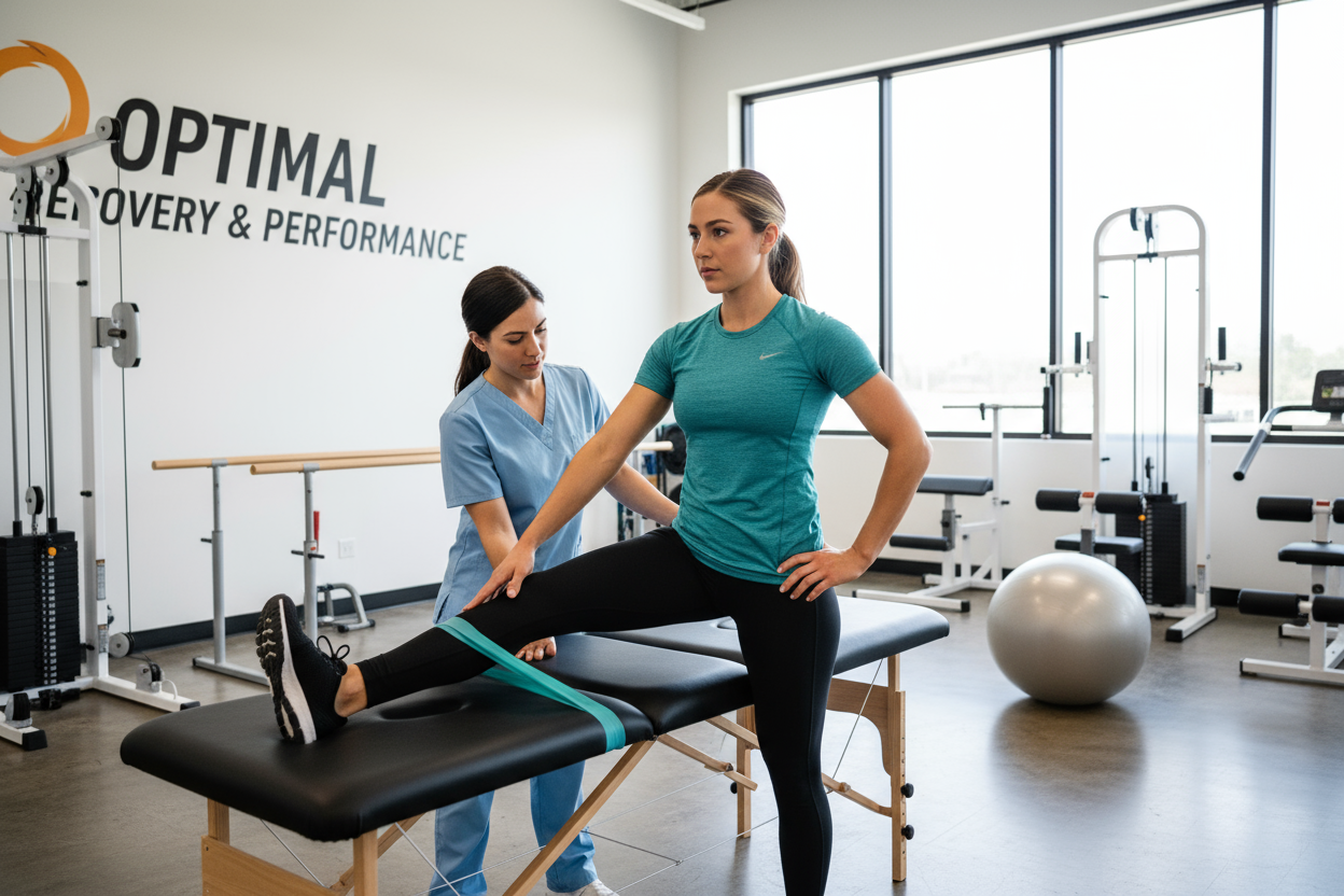 female athlete doing physiotherapy